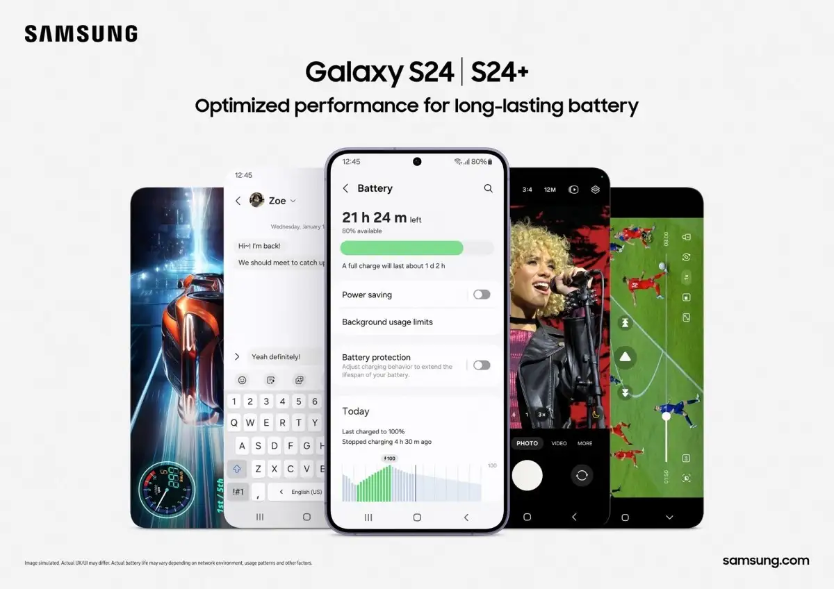 Samsung Galaxy S24+, Galaxy S24+, Galaxy S24, QHD+ display, 12GB RAM, 7 years of software support, 6.7-inch display, flat display, LTPO display, 1-120Hz refresh rate, 200mAh battery boost, Snapdragon 8 Gen 3